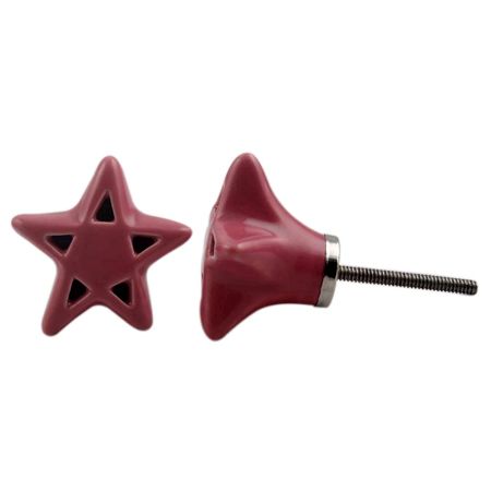 Pink Star Ceramic Knob